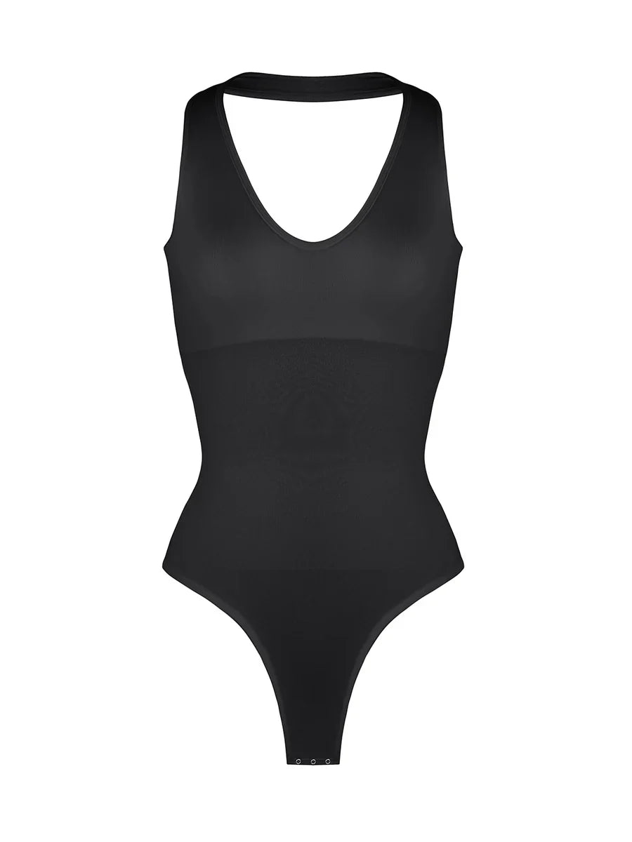 Taillenkontrolle Halterhals Shapewear Bodysuit