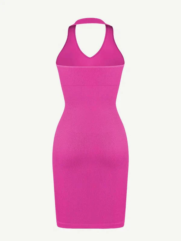 CurvyPower | UK Bodycon Halter Neck Shapewear Bodycon Midi Dress
