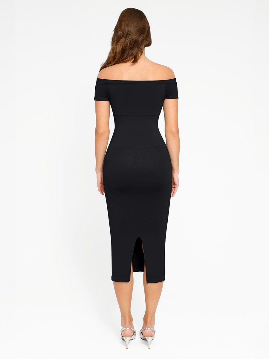 CurvyPower | UK Bodycon Short Sleeve Bodycon Shapewear Midi Dress