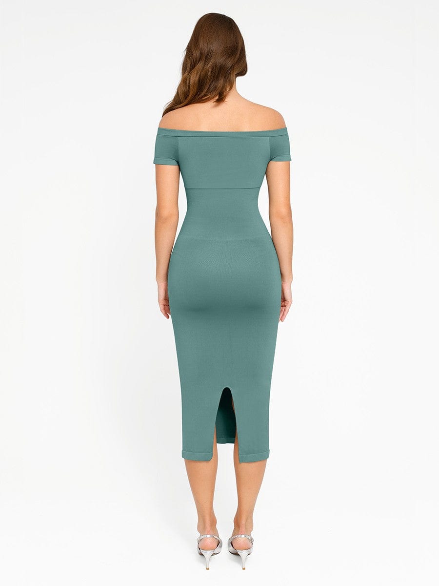 CurvyPower | UK Bodycon Short Sleeve Bodycon Shapewear Midi Dress