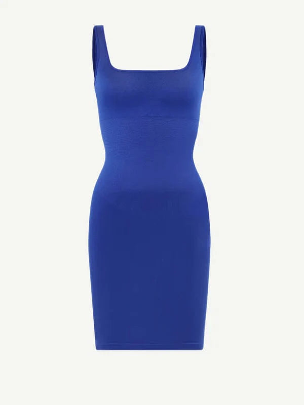 CurvyPower | UK Bodycon Square Neck Midi Dress Shapewear Bodycon With Removable Pads