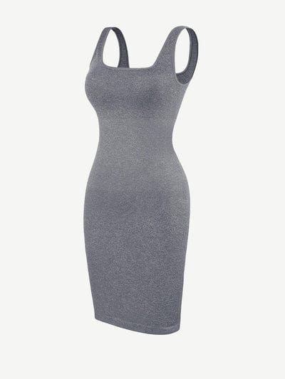 CurvyPower | UK Bodycon Square Neck Midi Dress Shapewear Bodycon With Removable Pads