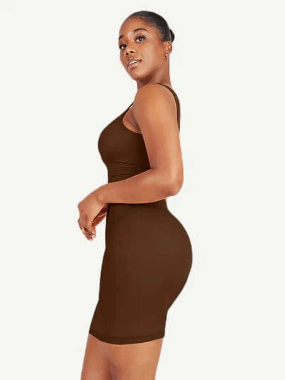CurvyPower | UK Bodycon Square Neck Midi Dress Shapewear Bodycon With Removable Pads