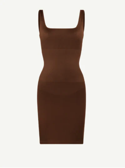 CurvyPower | UK Bodycon Square Neck Midi Dress Shapewear Bodycon With Removable Pads