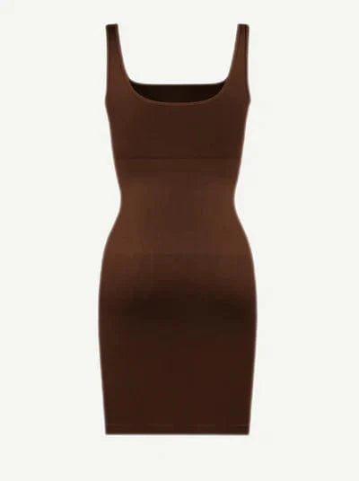 CurvyPower | UK Bodycon Square Neck Midi Dress Shapewear Bodycon With Removable Pads