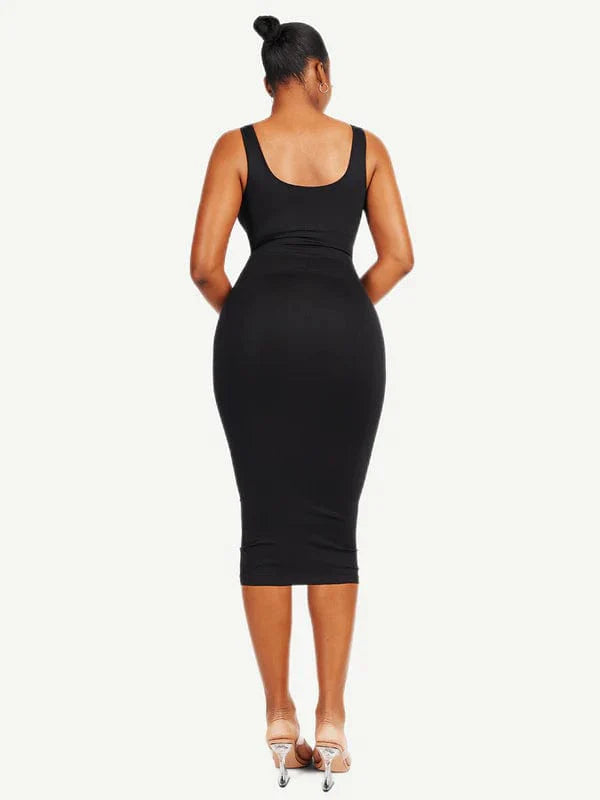 CurvyPower | UK Bodycon Tummy Control Bodycon Shapewear Midi Dress