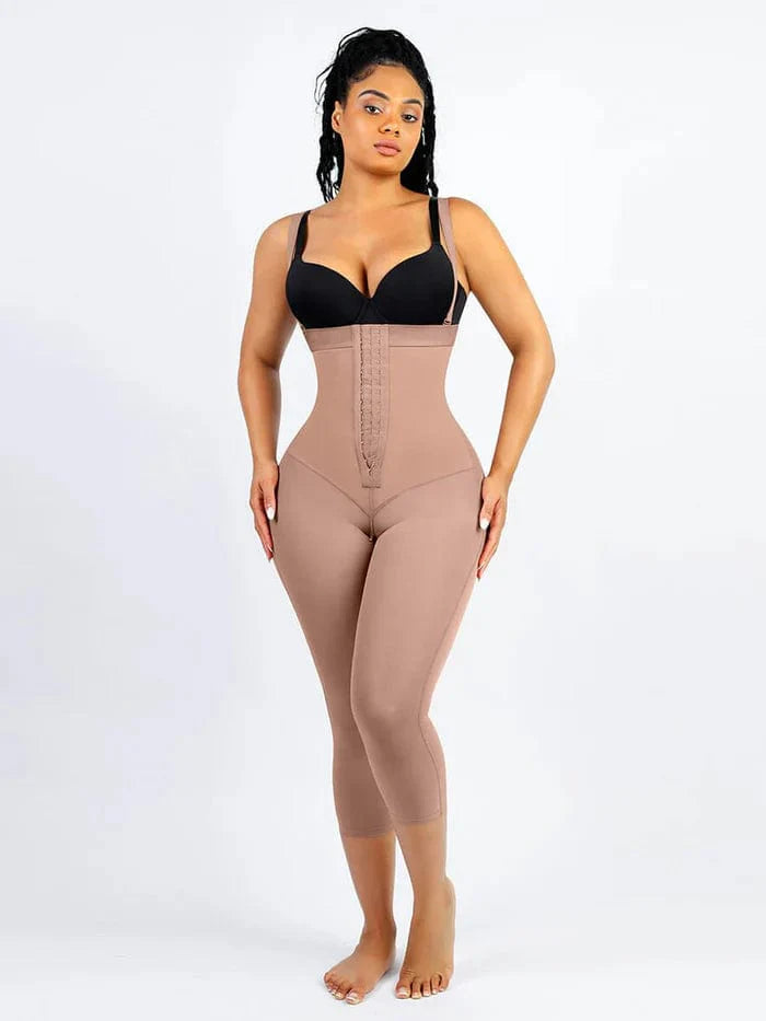 CurvyPower | UK bodysuit Beige / S Adjustable Straps Open-Bust Tummy Control Shapewear Bodysuit