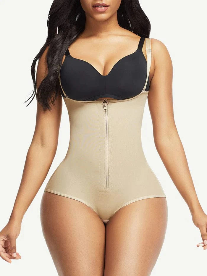 CurvyPower | UK bodysuit Beige / S Waist Trainer Shapewear with Front Zipper and Adjustable Strap Bodysuit