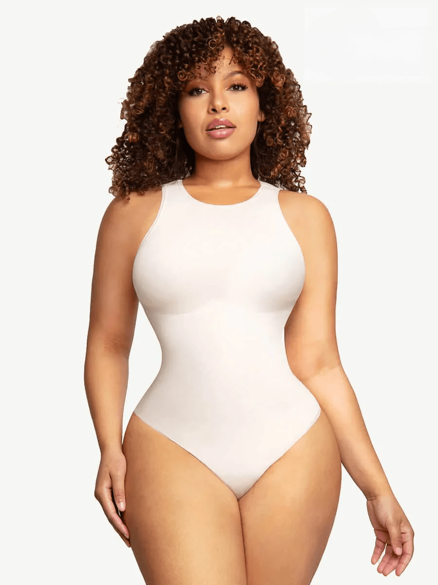 CurvyPower | UK bodysuit Beige / XS/S Sleeveless Tummy Control Shapewear Thong Bodysuit