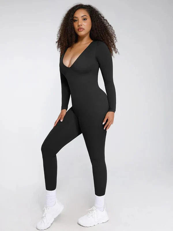 CurvyPower | UK bodysuit Black / XS/S Deep V Whole Body Tummy Control Shaping Bodysuit