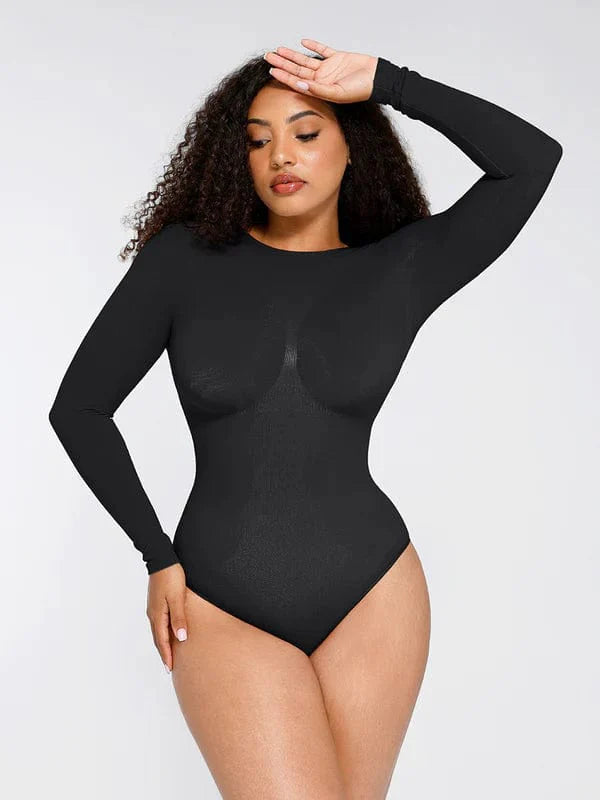 CurvyPower | UK bodysuit Black / XS/S Long Sleeve Shapewear Tummy Control Bodysuit