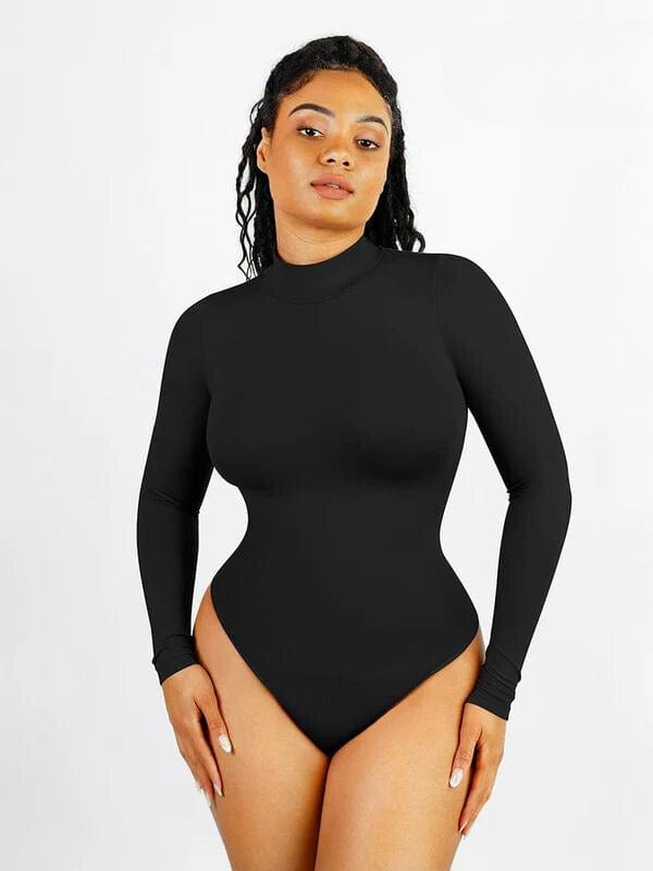 CurvyPower | UK bodysuit Black / XS/S Long Sleeve Shapewear Turtle Neck Compression Bodysuit