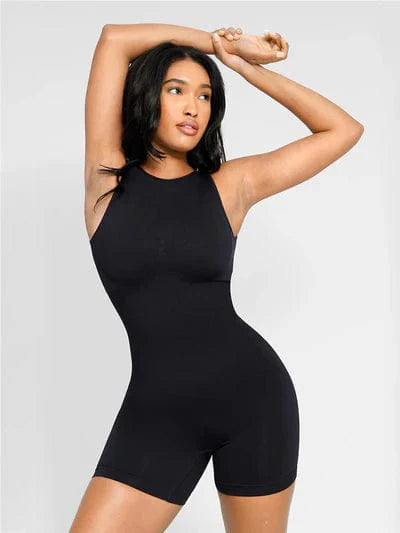 CurvyPower | UK bodysuit Black / XS/S Low Back Shapewear Round Neck Bodysuit with Removable Pads