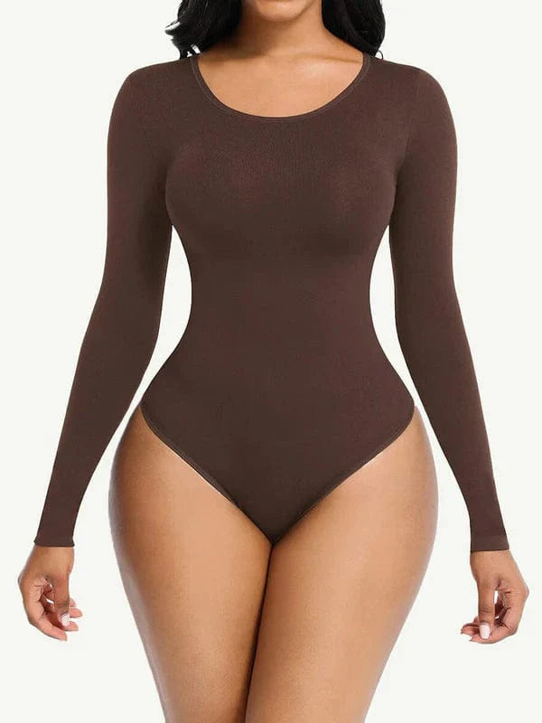 CurvyPower | UK bodysuit Dark Brown / XS/S Long Sleeve Slimming Shapewear Bodysuit