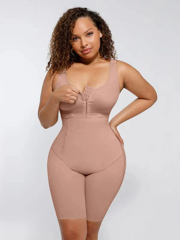 CurvyPower | UK bodysuit Dark Skin / XS Shapewear Bodysuit Covering Postoperative Chest with Side Zipper