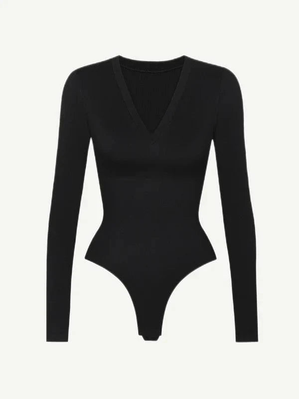 CurvyPower | UK bodysuit Deep V Neck Waist Control Shapewear Thong Bodysuit