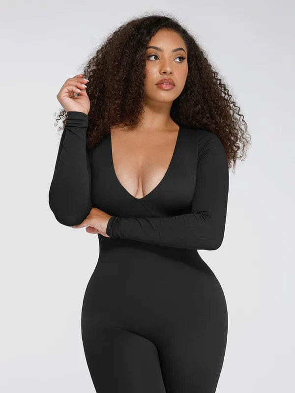 CurvyPower | UK bodysuit Deep V Whole Body Tummy Control Shaping Bodysuit