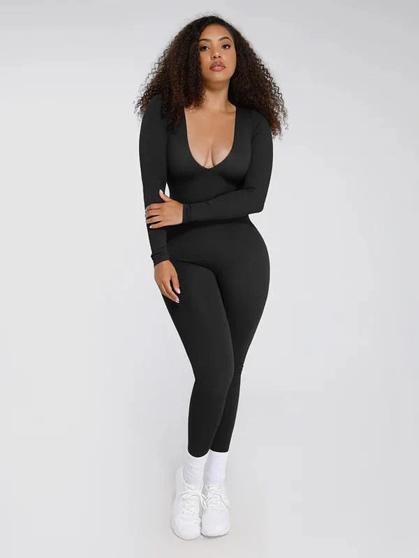 CurvyPower | UK bodysuit Deep V Whole Body Tummy Control Shaping Bodysuit