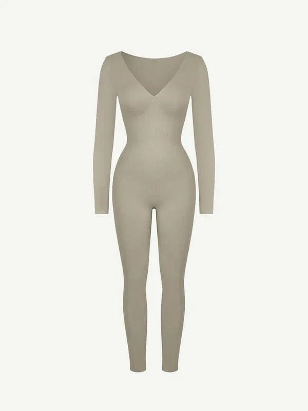 CurvyPower | UK bodysuit Deep V Whole Body Tummy Control Shaping Bodysuit