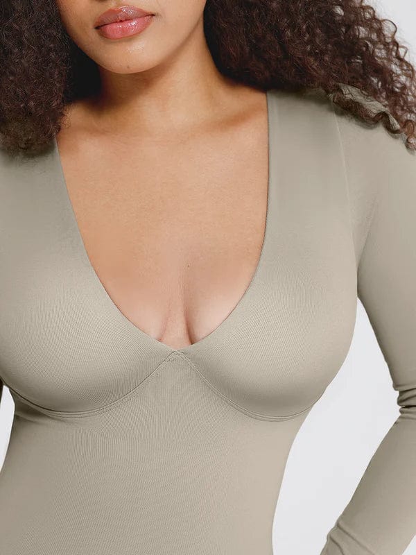 CurvyPower | UK bodysuit Deep V Whole Body Tummy Control Shaping Bodysuit