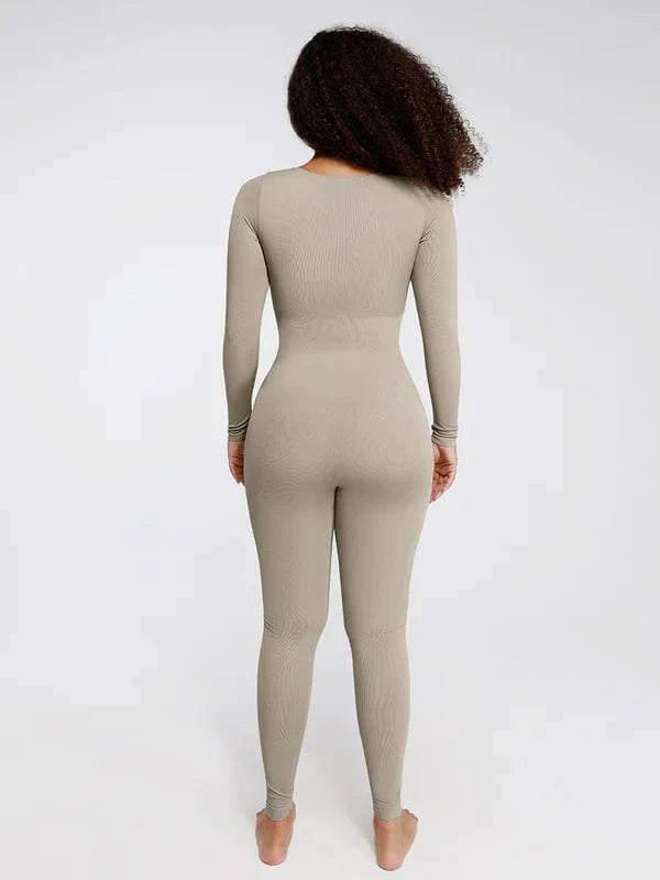 CurvyPower | UK bodysuit Deep V Whole Body Tummy Control Shaping Bodysuit