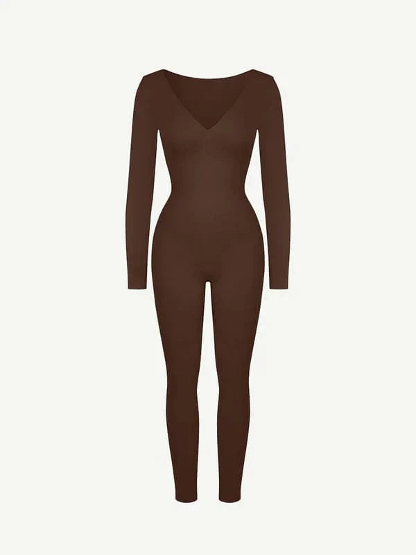 CurvyPower | UK bodysuit Deep V Whole Body Tummy Control Shaping Bodysuit