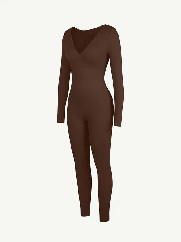 CurvyPower | UK bodysuit Deep V Whole Body Tummy Control Shaping Bodysuit