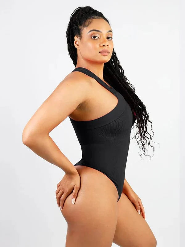 CurvyPower | UK bodysuit Halter Neck Criss-Cross Seamless Shaper Bodysuit