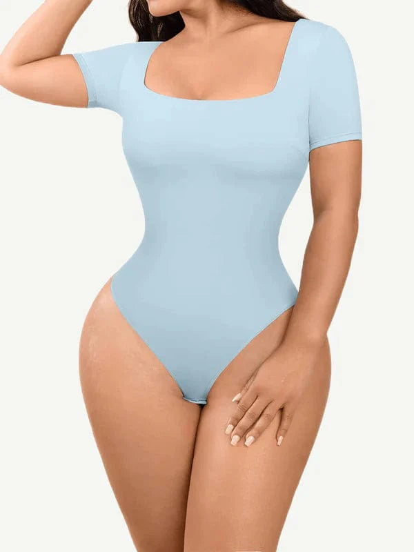 CurvyPower | UK bodysuit Light Blue / S Square Neck Shapewear Tummy Control Bodysuit