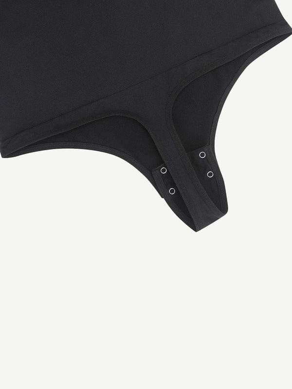 CurvyPower | UK bodysuit Long Sleeve and Diagonal Neck Compression Shapewear Thong Bodysuit