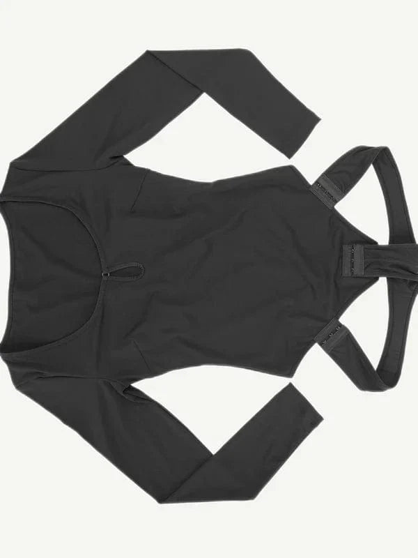 CurvyPower | UK bodysuit Long Sleeve Scoop Neck Shaping Thong Bodysuit