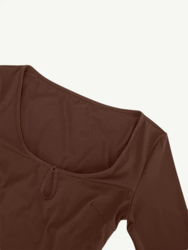 CurvyPower | UK bodysuit Long Sleeve Scoop Neck Shaping Thong Bodysuit