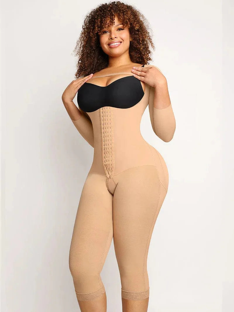 CurvyPower | UK bodysuit Long Sleeve Shapewear Bodysuit with U-Shape Post-Surgical Bust Support