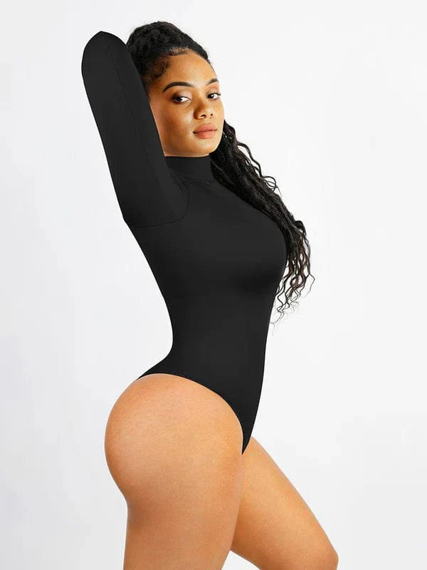 CurvyPower | UK bodysuit Long Sleeve Shapewear Turtle Neck Compression Bodysuit