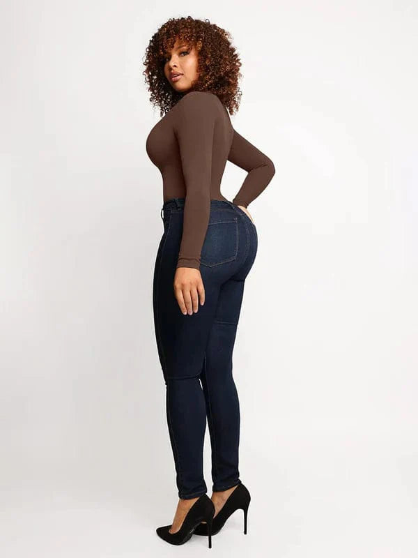 CurvyPower | UK bodysuit Long Sleeve Thong Shapewear Bodysuit