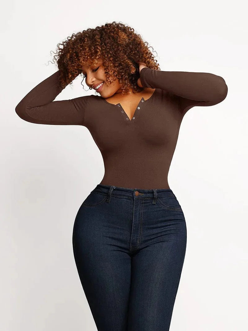 CurvyPower | UK bodysuit Long Sleeve Thong Shapewear Bodysuit