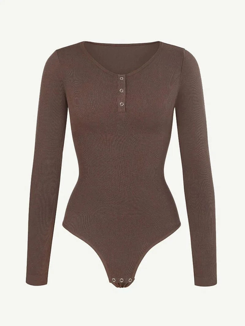 CurvyPower | UK bodysuit Long Sleeve Thong Shapewear Bodysuit