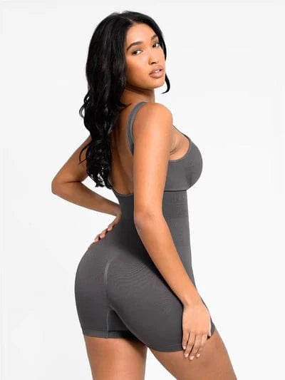 CurvyPower | UK bodysuit Low Back Shapewear Round Neck Bodysuit with Removable Pads