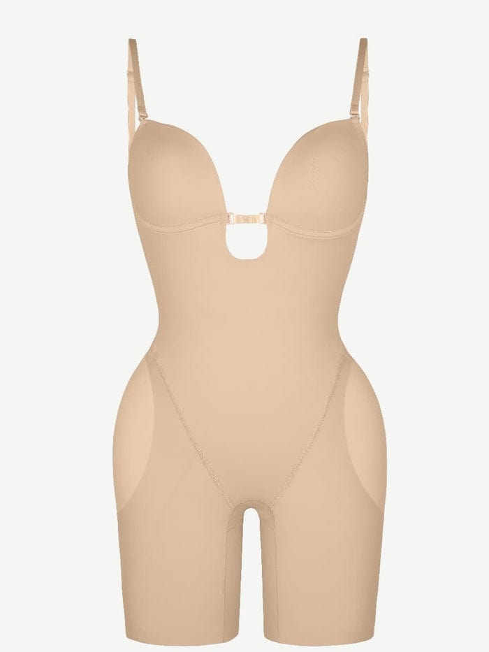 CurvyPower bodysuit Nude / XS Low Back Shaping Bodysuit With Removable Hip and Butt Pads