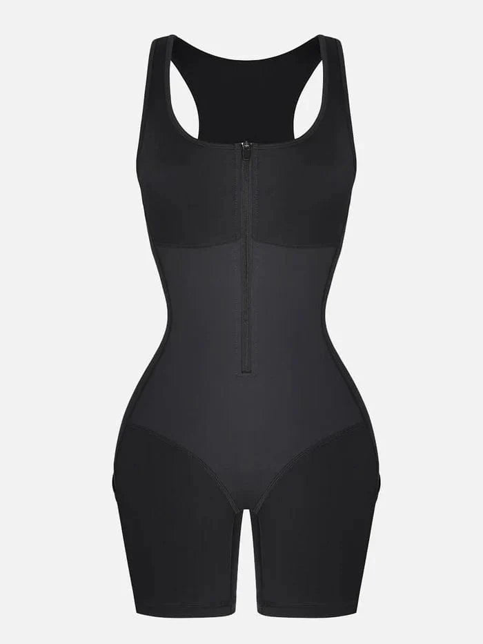 CurvyPower | UK bodysuit One Piece Shaping Bodysuit with Front Zipper and Side Pockets