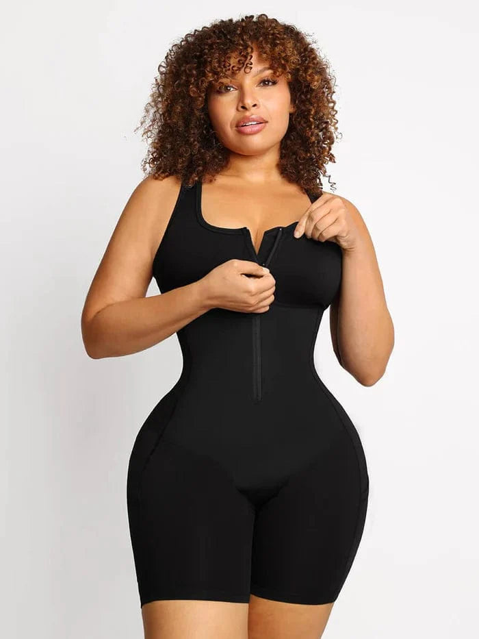 CurvyPower | UK bodysuit One Piece Shaping Bodysuit with Front Zipper and Side Pockets