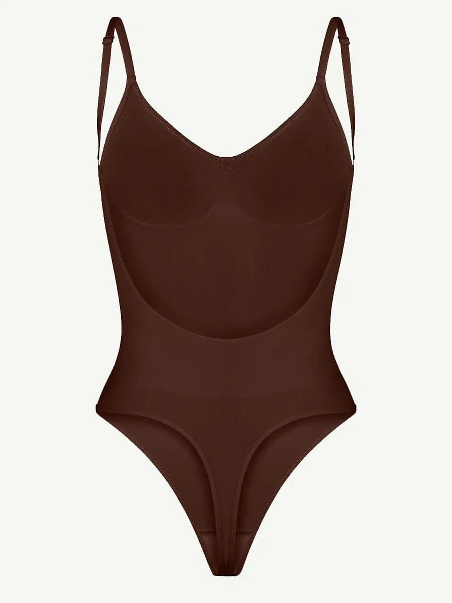 CurvyPower Bodysuit Seamless Thong Backless ShapeWear Bodysuit With Adjustable Straps