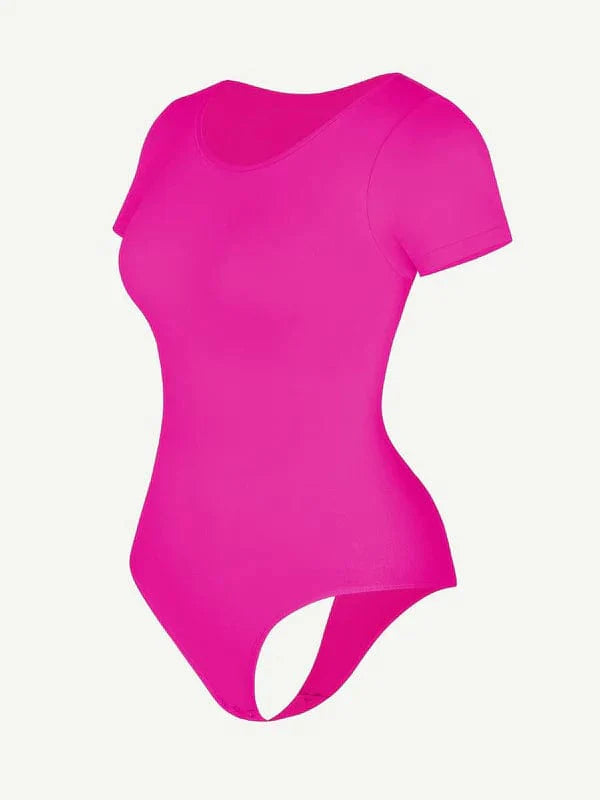 CurvyPower | UK bodysuit Short Sleeve Round Neck One Piece Thong Shapewear Bodysuit