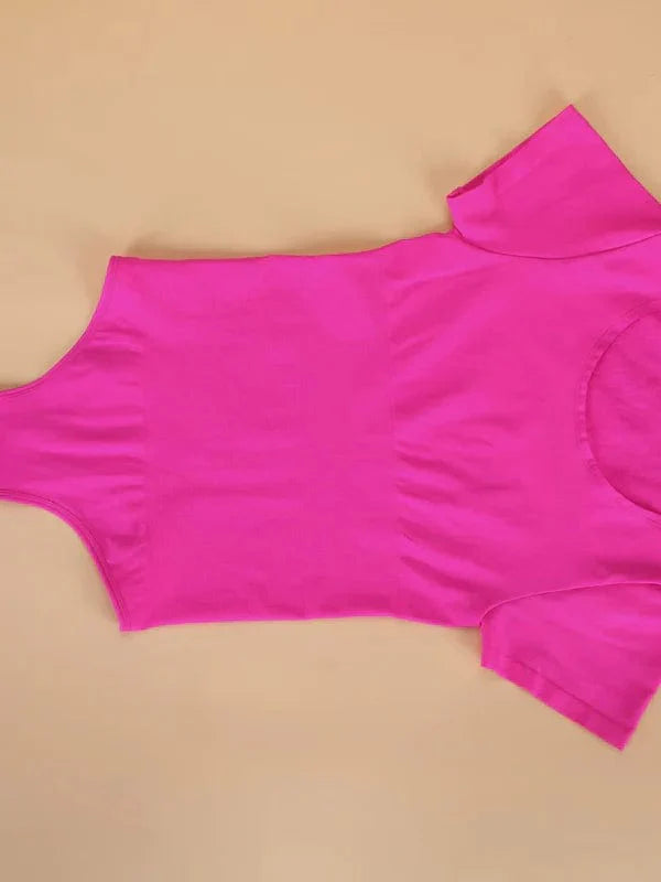CurvyPower | UK bodysuit Short Sleeve Round Neck One Piece Thong Shapewear Bodysuit