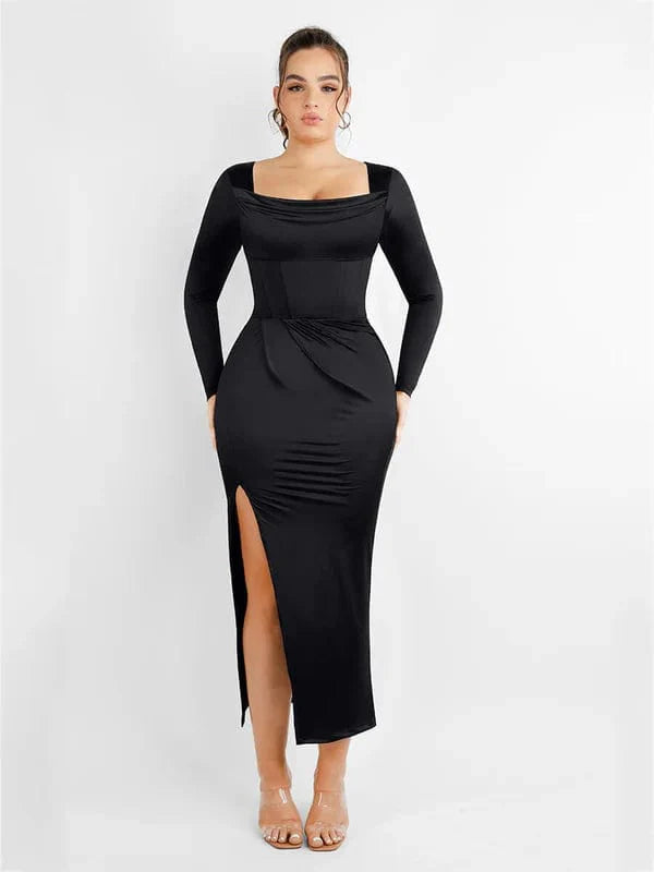 CurvyPower | UK bodysuit Square Neck Shapewear Tummy Control Bodysuit with Removable Pads