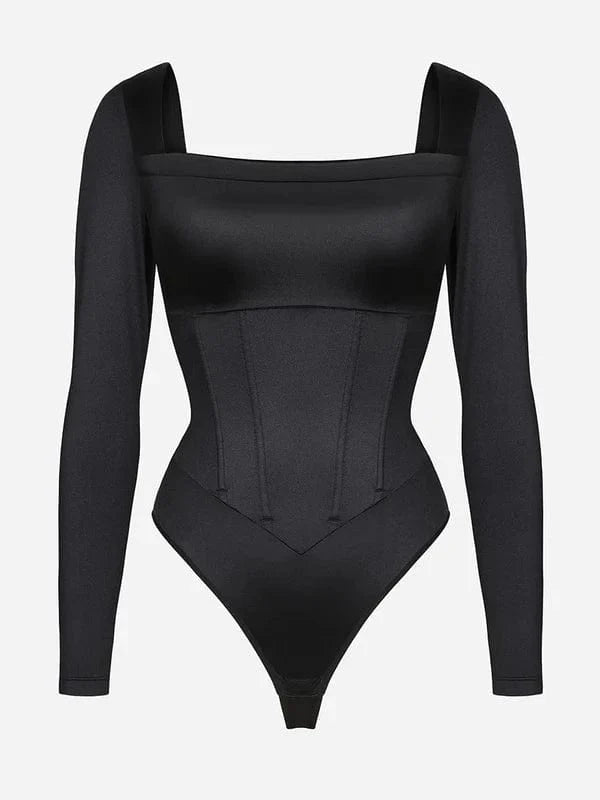 CurvyPower | UK bodysuit Square Neck Shapewear Tummy Control Bodysuit with Removable Pads
