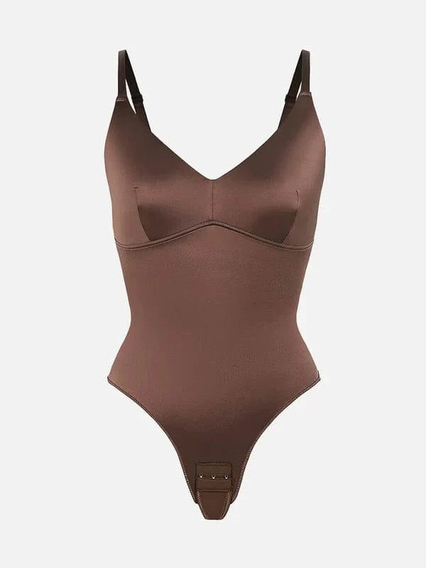 CurvyPower | UK bodysuit Tummy Control Elastic Mesh Shapewear Thong Bodysuit