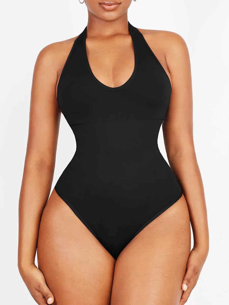CurvyPower | UK bodysuit Waist Control Hanging Neck Shapewear Bodysuit