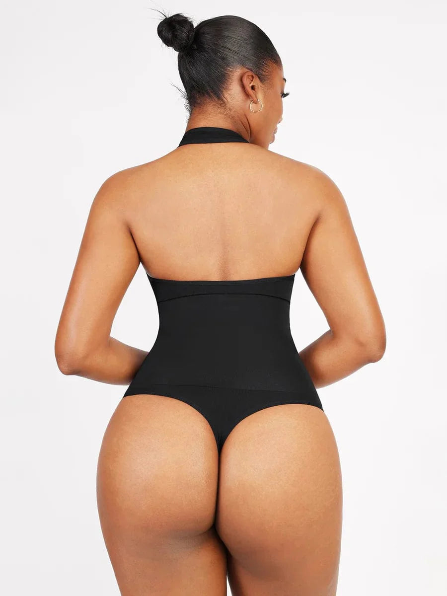 CurvyPower | UK bodysuit Waist Control Hanging Neck Shapewear Bodysuit