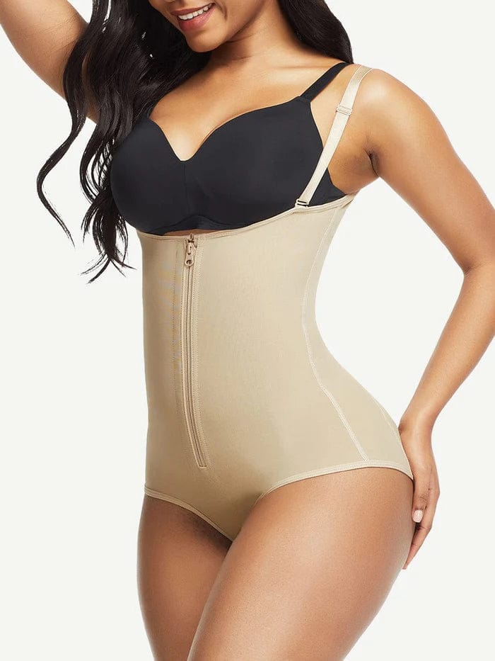 CurvyPower | UK bodysuit Waist Trainer Shapewear with Front Zipper and Adjustable Strap Bodysuit